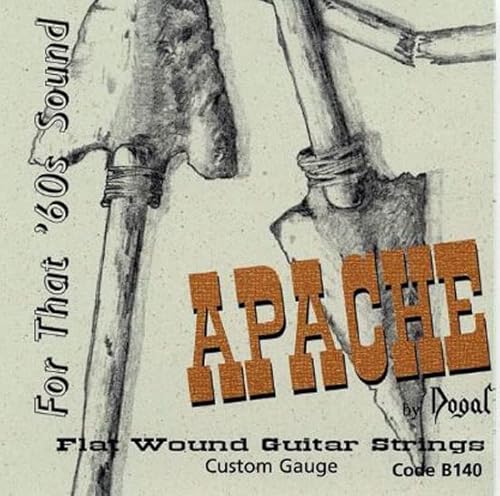 Dogal® »B140 APACHE - ELECTRIC GUITAR SET CHROME-PLATED FLATWOUND« Saiten für E-Gitarre – Chrome-Plated Steel Flat Wound - Round Core - 012/053w von Dogal