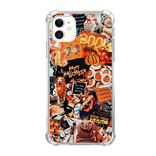 Dohakemuny Herbst Ästhetische Collage Hülle Kompatibel mit iPhone 11, Halloween Kürbis Hülle für iPhone 11 für Teenager Männer und Frauen, Coole Trendige TPU Bumper Case Cover von Dohakemuny