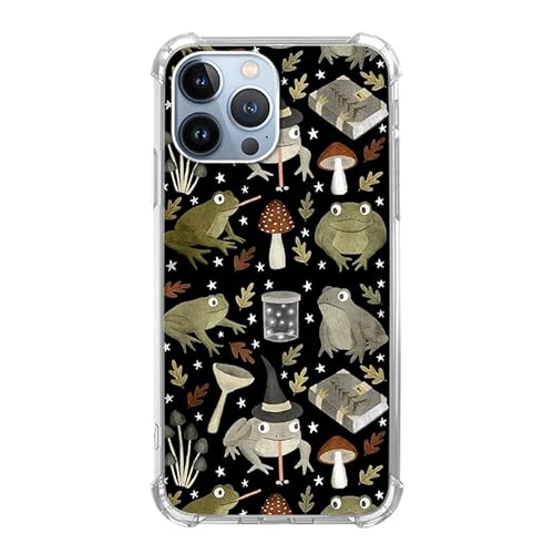 Dohakemuny Hexenfrosch Ästhetische Hülle Kompatibel mit iPhone 14 Pro, Pilzfrosch Halloween Hülle für iPhone 14 Pro für Teenager Männer und Frauen, Coole Trendige TPU Bumper Case Cover von Dohakemuny