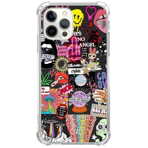 Dohakemuny Hippie Trippy Psychedelic Hülle Kompatibel mit iPhone 12 Pro Max, Astronaut Alien UFO Smile Face Case für iPhone 12 Pro Max für Teenager Männer und Frauen, Coole Trendige TPU Bumper Case von Dohakemuny