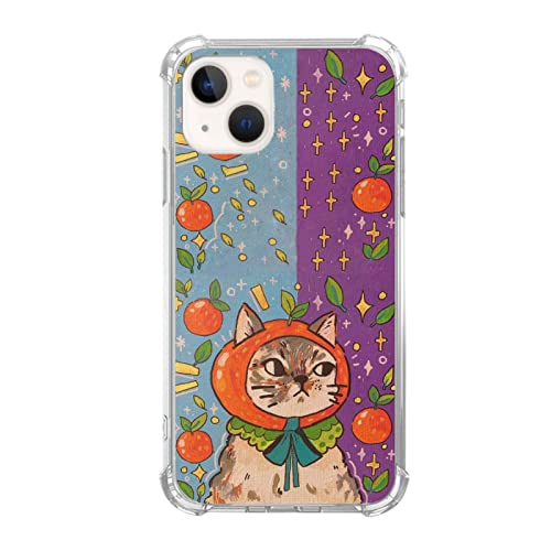 Dohakemuny Niedliche Katze Malerei Kunst Hülle Kompatibel mit iPhone 13, Coole Katze Ästhetische Hülle für iPhone 13 für Teenager Männer und Frauen, Coole Trendige TPU Bumper Case Cover von Dohakemuny