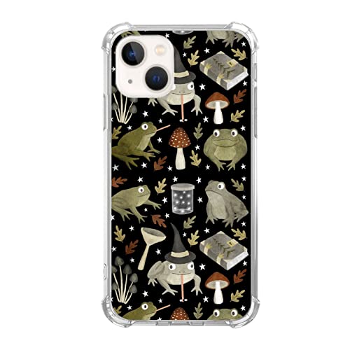 Hexe Frosch Ästhetische Hülle Kompatibel mit iPhone 13, Pilz Frosch Halloween Hülle für iPhone 13 für Teenager Männer und Frauen, Cool Trendy TPU Bumper Case Cover von Dohakemuny