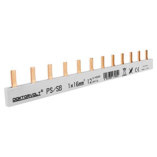 Doktorvolt Phasenschiene Stromschiene Sammelschiene 1P Stift 12 Polig 16mm² PS/S Doppelseitig Isoliert Schiene 100A DV 9450 Stiftsammelschiene von Doktorvolt