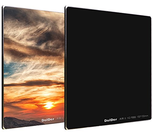 DolDer 100 x 100mm ND1000 Rechteckfilter Quadratische ND Filter, 10-Stop, Grauer ND1000 Neutral Density Graufilter, HD 16-Schicht Nano Kompatibel mit Cokin Z-Pro System von DolDer