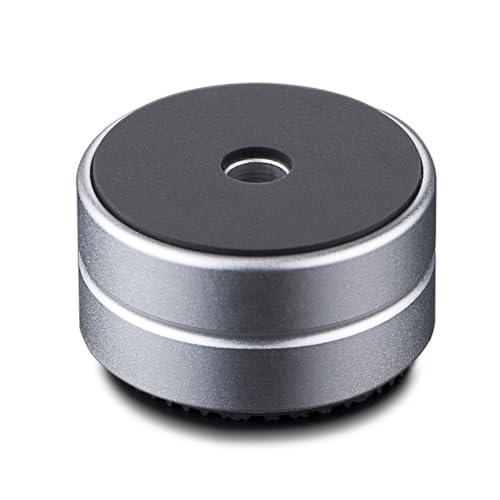 DolDer 4 Stück Aluminium Gerätefüße HiFi Absorber mit hoher Stabilität und Gummi-Dämpfern 30 x 15mm Lautsprecher-Stoßdämpferfüße(15mm hoch Silber) von DolDer