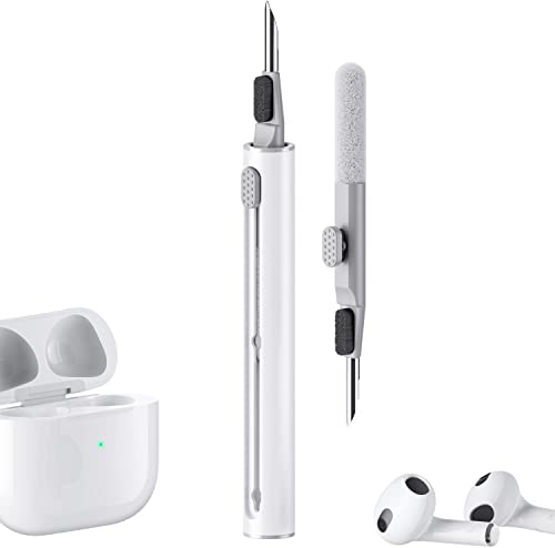 DolDer Reinigungsset für Bluetooth Kopfhörer In Ear, Multifunktionaler Reinigungsstift für Bluetooth-ohrhörer, Reinigungsstift kopfhörer für Airpods,Huawei Samsung MI Ohrhörer (Weiss) von DolDer