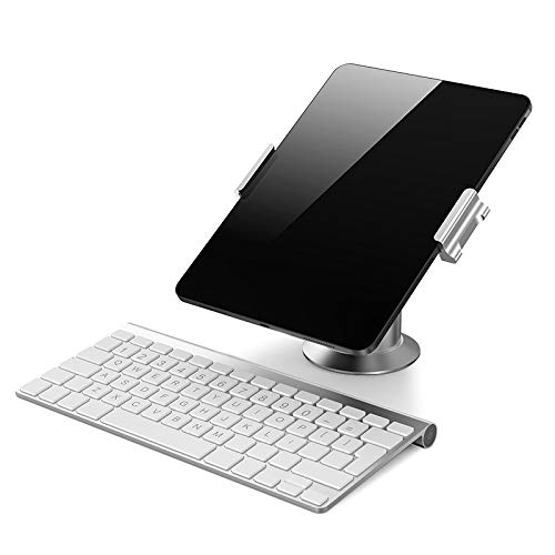 DolDer Tablet Ständer, Verstellbar Aluminium Pad Halterung, 360° Drehen Faltbar Metall Tablet Halter für Smartphone, iPad, Samsung Tab, Nintendo Switch (4,7-12 Zoll) (Silber) von DolDer