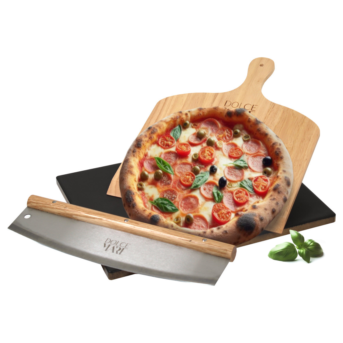 Pizzastein Set premium Bambus Pizzaschieber Edelstahl Pizzaschneider 38 x 30 x 1 Pizzastein Set premium Bambus Pizzaschieber Edelstahl Pizzaschneider 38 x 30 x 1 von Dolce Mare