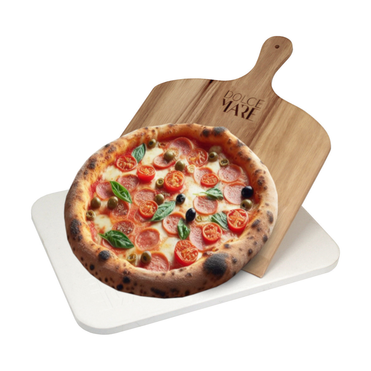 Premium Pizzastein Set Cordierit Brotbackstein Pizzaschieber 38 x 30 x 1,5 cm Premium Pizzastein Set Cordierit Brotbackstein Pizzaschieber 38 x 30 x 1,5 cm von Dolce Mare
