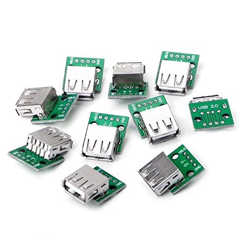 DollaTek 10Pcs USB 2.0 weiblicher Kopf zum DIP 4p gerades Stecker-Adapter-Brett ist gelötetes Handy-Datenkabel USB-03 von DollaTek