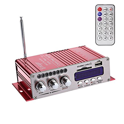 DollaTek 12V Hallo-Fi Digital Stereo Audio Verstärker USB SD DVD FM Audio Stereo Radio MP3 Lautsprecher-Auto-Bluetooth-Verstärker HiFi Mini 2-Kanal-Digital-Display Power Player von DollaTek