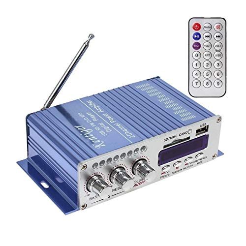 DollaTek 12V Mini HI-Fi Digital Stereo Audio Verstärker USB SD DVD FM Audio Stereo Radio MP3 Lautsprecher-Auto-Bluetooth-Verstärker 2-Kanal-Digital-Display Power Player - Blau von DollaTek