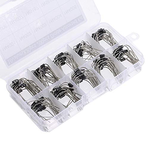 DollaTek 200PCS 10Value (1N4001 1N4002 1N4003 1N4004 1N4005 1N4006 1N4007 1N5817 1N5818 1N5819) Dioden-sortierter Satz Satz + Plastikkasten von DollaTek