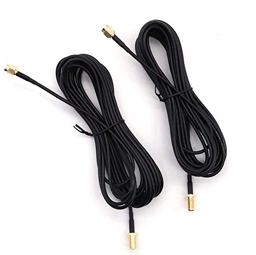 DollaTek 2Pcs 16ft Black WLAN-Antennenverlängerungskabel WLAN-Antennenkabel SMA-Kabel - Internes männliches Loch zur internen weiblichen Nadel von DollaTek