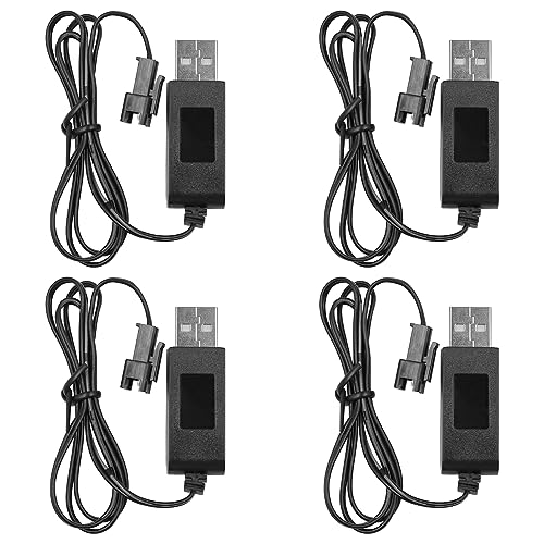 DollaTek 4PCS USB-Ladekabel für 3,7-V-Lithium-Batterieladegerät, tragbar mit LED-Anzeige für RC-Auto-Kinderspielzeugauto-Ersatzbatterie von DollaTek