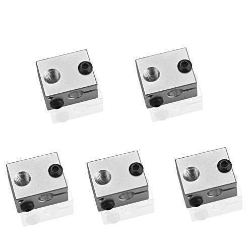 DollaTek 5 Pcs V6 Aluminium Heizblock Heat Block Extruder für MK7 MK8 3D Drucker Heizblock von DollaTek