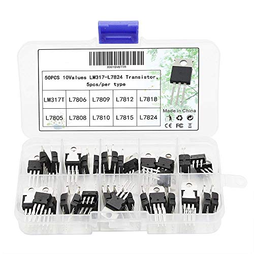 DollaTek 50Pcs 10Wert LM317T-L7824 Spannungsregler Transistor Sortiment Set Box Kit 3Pin Terminal T0-220 Transistoren für DIY Reparatur von DollaTek
