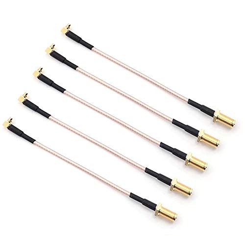 DollaTek 5Pcs 4 Zoll RG316 Pigtail Antennenstecker SMA Stecker auf MMCX Stecker Low Loss Koaxialkabel Adapter rechtwinklig - SMA Externe Spirale Interne Nadel von DollaTek