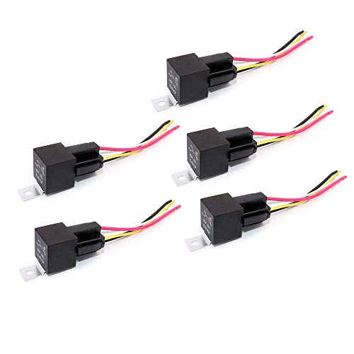 DollaTek 5Pcs JD1912 Auto Relais Kabelsatz 12V 40A 4 Pin SPST Kabelsatz Steckdosen mit farblich gekennzeichneten Drähten für Automotive Truck Van Motorcycle Boat von DollaTek