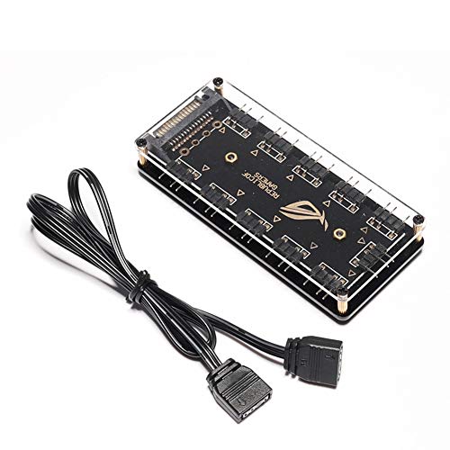 DollaTek 5V 3-poliger PC-Lüfter-Hub RGB-Hub 10-Port-Hub mit 3-poligem Verlängerungskabel für RGB-Lüfter-LED-Lichtstreifen DollaTek 5V 3-poliger PC-Lüfter-Hub RGB-Hub 10-Port-Hub mit 3-poligem Verlängerungskabel für RGB-Lüfter-LED-Lichtstreifen von DollaTek