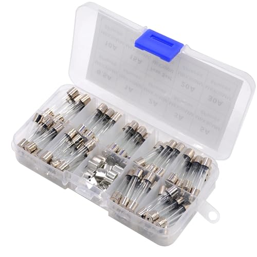 DollaTek 6x30mm Fast-Blow Glass Sicherungen Quick Blow Car Glasröhren Sicherungen Assorted Kit Amp 0.5A, 1A, 2A, 3A, 5A, 10A, 15A, 20A, 30A und 10pcs Sicherung Sitz - 72 Stück von DollaTek