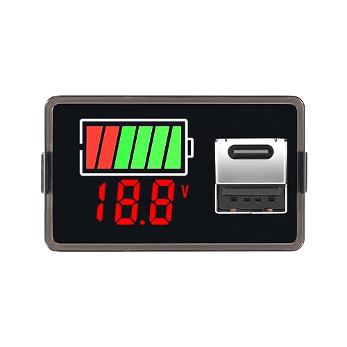 DollaTek Batterietester LED Digital Power Monitoring mit Schnellwechsler-USB-Typ-C-Anschluss für Auto Motorrad Golfwagen Wohnmobi Batteriemessgerät 8–30V Voltmeter Lithium-Blei-Säure-Batteriestand von DollaTek