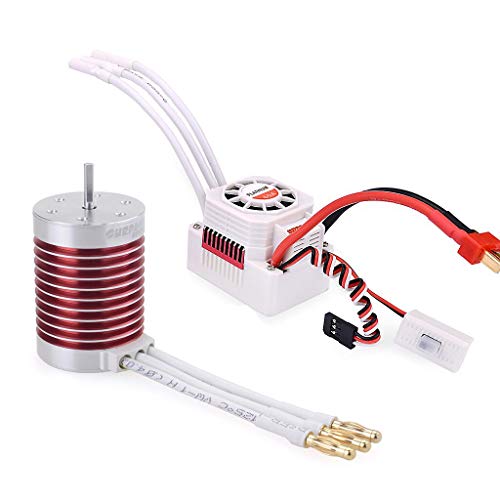 DollaTek F540 4370KV Bürstenloser Motor 4-polig mit 60A ESC elektrischem Drehzahlregler Wasserdichtes Kombiset 3,175 mm Welle für 1/10 RC Car Flat Drifting Car von DollaTek