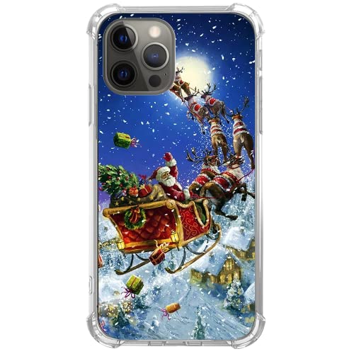 Dolosflap Schutzhülle für iPhone 16 Pro Max, Motiv: Weihnachtsmann im Rentier-Schlitten, kompatibel mit iPhone 16 Pro Max, schlanke, stoßfeste TPU-Stoßdämpfer-Schutzhülle von Boppon