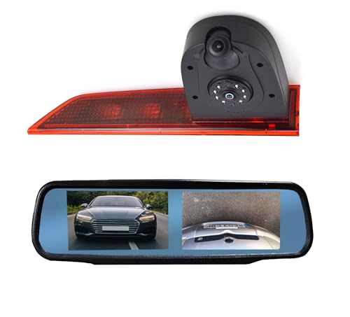 Dolphin Automotive Dual Van Rückfahrkamera passend für Ford Transit Custom 2012 - Mai 2016 (Leuchtmittel) ersetzt Bremslicht in der linken Hecktür (Kamera mit dualem 4,3-Zoll-Spiegelmonitor) von Dolphin Automotive