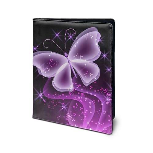 Dolyues Klemmbrett mit Schmetterlings-Motiv, Leder, Lebenslauf, Portfolio-Ordner mit Schreibblock in Größe A4, Violett von Dolyues