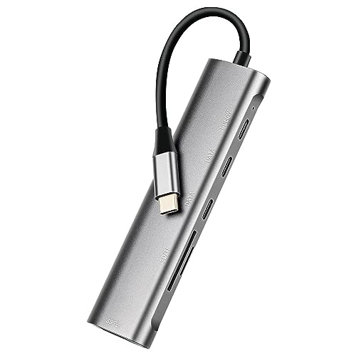 Domasvmd 6-in-1-Typ-C-Hub mit USB 3.0 PD 60 W Ladekartenleser, ideal für Laptops, Desktops und mobile Geräte, 6-in-1-Adapter Domasvmd 6-in-1-Typ-C-Hub mit USB 3.0 PD 60 W Ladekartenleser, ideal für Laptops, Desktops und mobile Geräte, 6-in-1-Adapter von Domasvmd