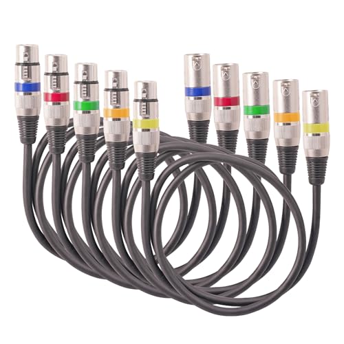Domasvmd Professionelles Mikrofonkabel Stecker auf Buchse, 3-poliges Mikrofonkabel für DMX-Bühnenlicht-Mikrofonkabel, 5 Stück von Domasvmd