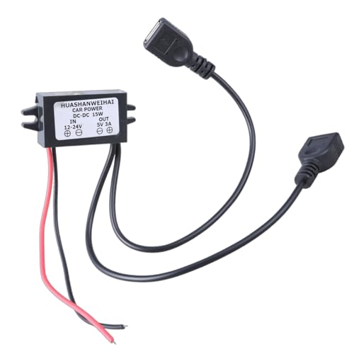 Domasvmd Spannungsregler-Netzkabel-Umwandler 12–24 V auf 5 V 3 A, Spannungsadapter für LED-Lichtventilator mit Doppel-USB Domasvmd Spannungsregler-Netzkabel-Umwandler 12–24 V auf 5 V 3 A, Spannungsadapter für LED-Lichtventilator mit Doppel-USB von Domasvmd