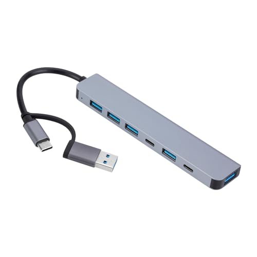 Domasvmd USB-Hub, Aluminium-Dockingstation mit 5 USB-Anschlüssen und 2 TypeC-Steckplätzen für Computer, Tablets, Handys, Datenübertragung Domasvmd USB-Hub, Aluminium-Dockingstation mit 5 USB-Anschlüssen und 2 TypeC-Steckplätzen für Computer, Tablets, Handys, Datenübertragung von Domasvmd
