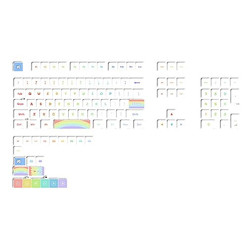 DyeSub PBT MDA Tastenkappen mit Regenbogenmotiv für 61/68/75/84/87/96/980/104/108 für mechanische Tastatur, 125 Tasten, 125 Tasten, Regenbogen-Tastenkappe, MDA-PBT-Tastenkappe, für 61/64/68/87/96/104 von Domasvmd