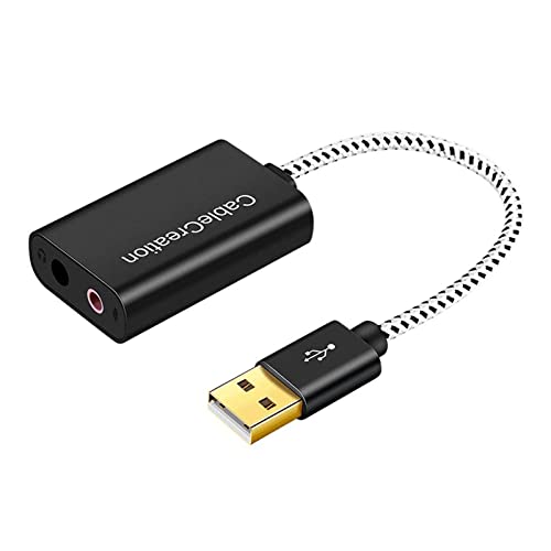 Externe USB-Stereo-Soundkarte, 3,5 mm, USB-Adapter, 5.1-Kanal, USB-auf-Mikrofon-Lautsprecher-Schnittstelle für PC, Laptop, externer Stereo-Soundkartenadapter von Domasvmd