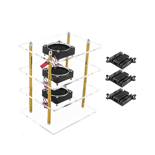 Kühlkörpergehäuse für OrangePi 5Plus Acryl-Gehäuse, 4 Stück, Aluminium/Kupfer, Kühlkörper, optional, leises Kühlventilator-Set, Gehäuse für OrangePi 5Plus mit Lüfter und Kühlkörper-Set, transparente von Domasvmd