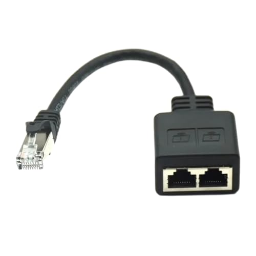 RJ45 1 x Stecker auf 2 x Buchse, Splitter-Adapterkabel für Ethernet 7 LAN Ethernet Konverterkabel, Verlängerungskabel, RJ45-Stecker auf Doppel-Buchse von Domasvmd