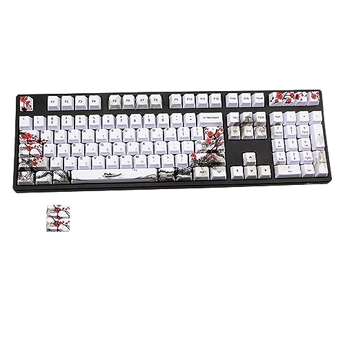 Russische Tastenkappen, Pflaumenblüten-Tastenkappen, 110 Tasten, OEM PBT, fünfseitige Sublimation, Russisch, Englisch, für mechanische Tastatur, Farbsublimation, russisch, englisch, russische von Domasvmd