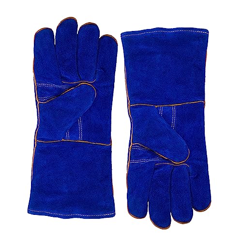 Schweißhandschuhe aus Leder, hitzebeständig, perfekt für Gartenarbeit, Tig-Schweißen, Imkerei, Grillen, 35,6 cm, hitzebeständig von Domasvmd