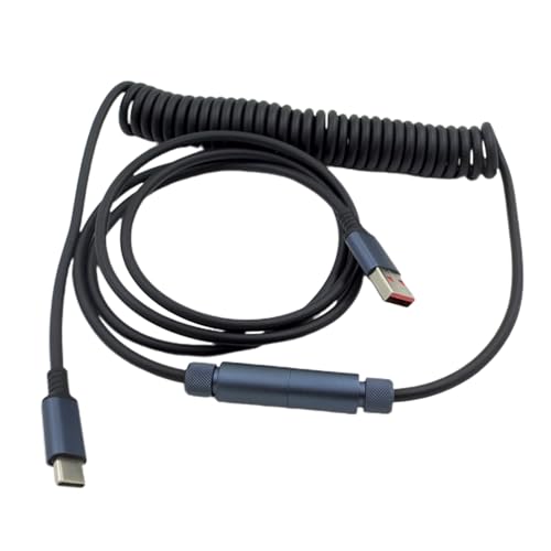 USB-Kabel Typ A auf C, für mechanische Tastaturen, stabile und flexible Datenleitung mit 140 cm Spiralfederkabel, 140 cm Länge USB-Kabel Typ A auf C, für mechanische Tastaturen, stabile und flexible Datenleitung mit 140 cm Spiralfederkabel, 140 cm Länge von Domasvmd