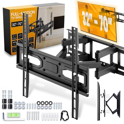 TV Wandhalterung Schwenkbare 32-70 Zoll Fernseher Halterung Wandhalter Flach Curved LCD LED Fernsehgeräts Monitor 40kg Universal Kipp Bewegliche Neigbare VESA-Befestigungslöcher 400x400 mm TV Wandhalterung Schwenkbare 32-70 Zoll Fernseher Halterung Wandhalter Flach Curved LCD LED Fernsehgeräts Monitor 40kg Universal Kipp Bewegliche Neigbare VESA-Befestigungslöcher 400x400 mm von Domee
