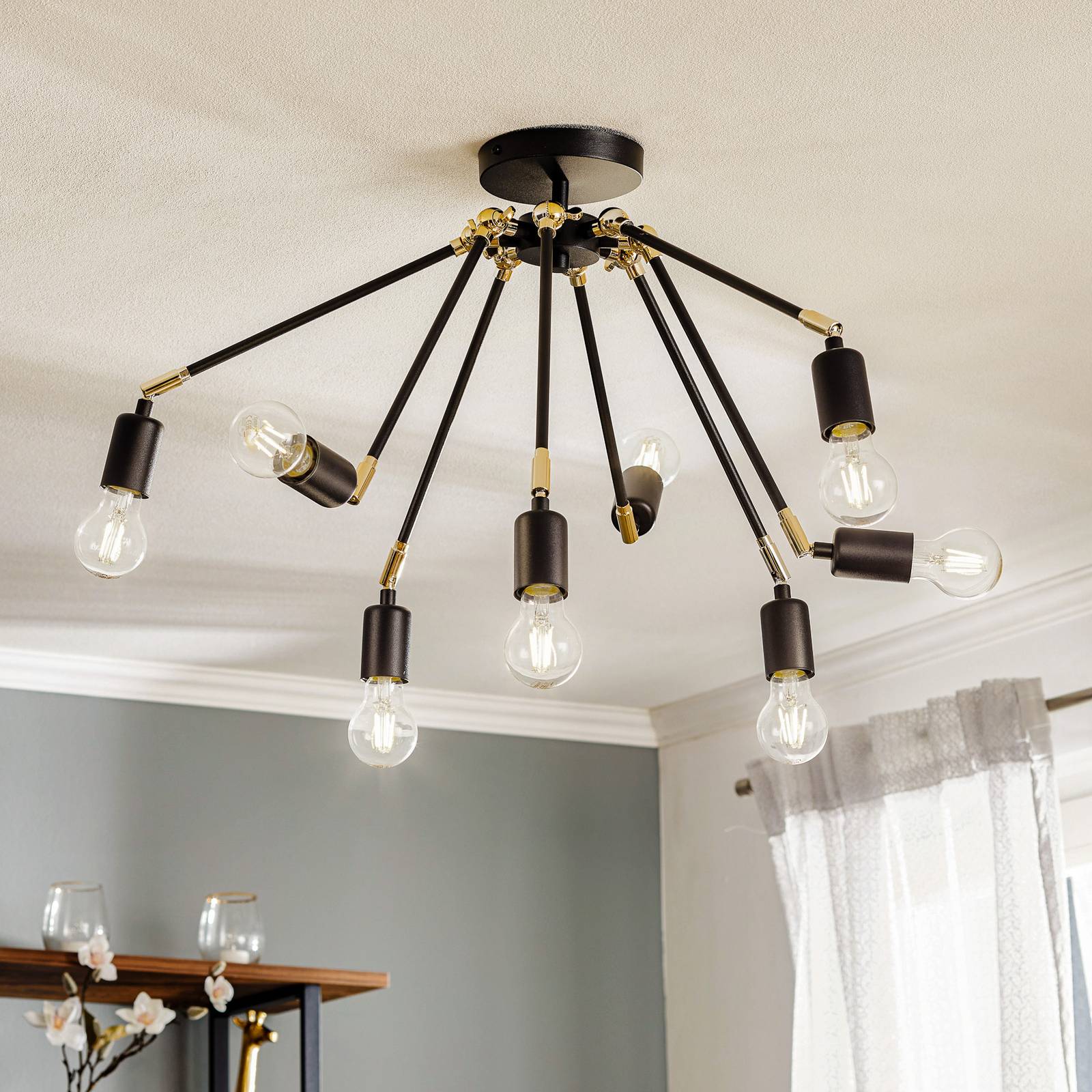 Deckenlampe Stik in Schwarz, achtflammig Deckenlampe Stik in Schwarz, achtflammig von Domiluce