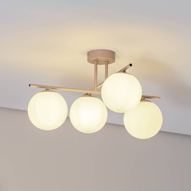 Deckenleuchte Aurora, beige, Ø 50 cm, 4-flammig, Glas, E14 von Domiluce
