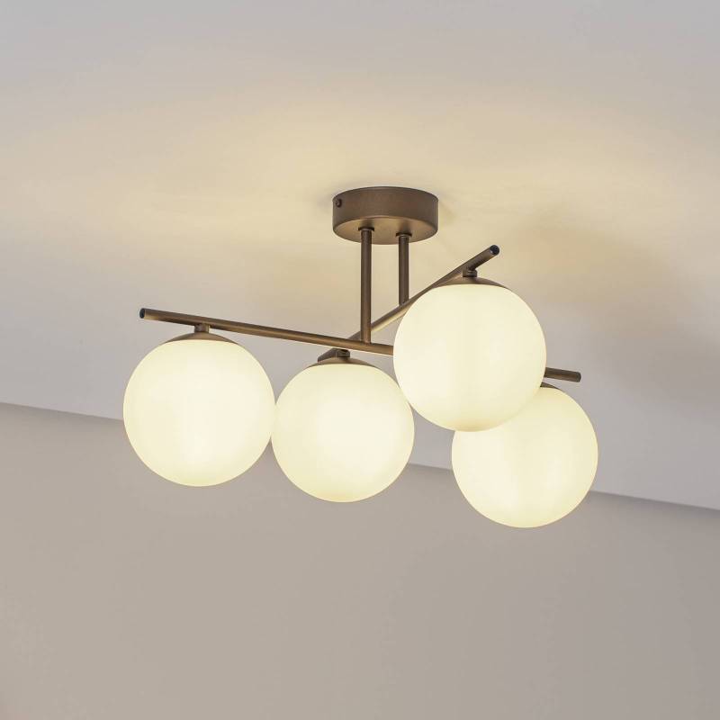 Deckenleuchte Aurora, braun, Ø 50 cm, 4-flammig, Glas, E14 von Domiluce