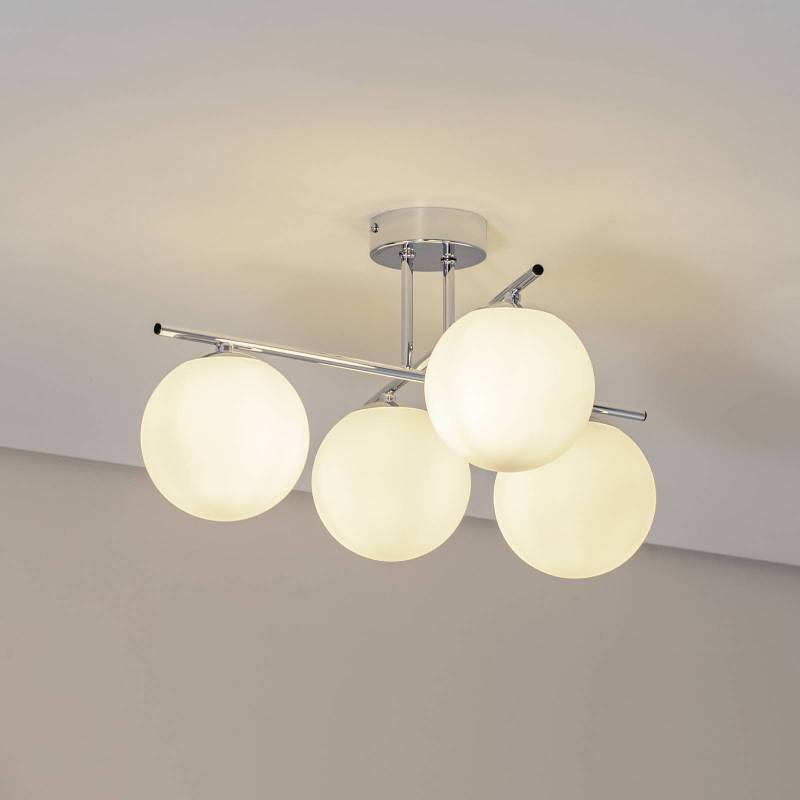 Deckenleuchte Aurora, chrom, Ø 50 cm, 4-flammig, Glas, E14 von Domiluce