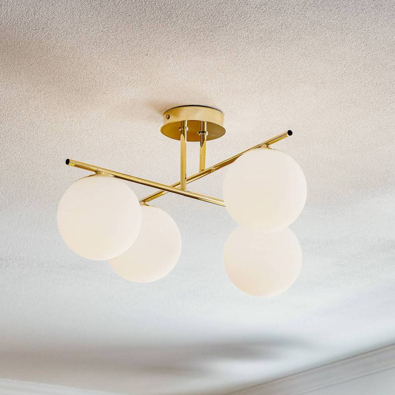 Deckenleuchte Aurora, gold, Ø 50 cm, 4-flammig, Glas, E14 von Domiluce
