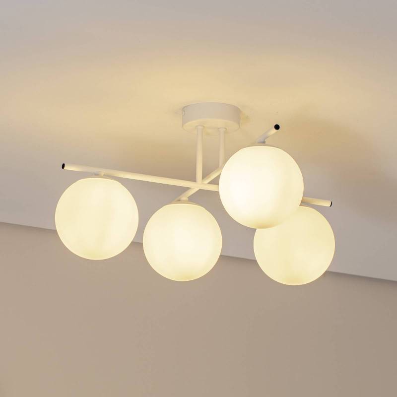 Deckenleuchte Aurora, weiß, Ø 50 cm, 4-flammig, Glas, E14 von Domiluce