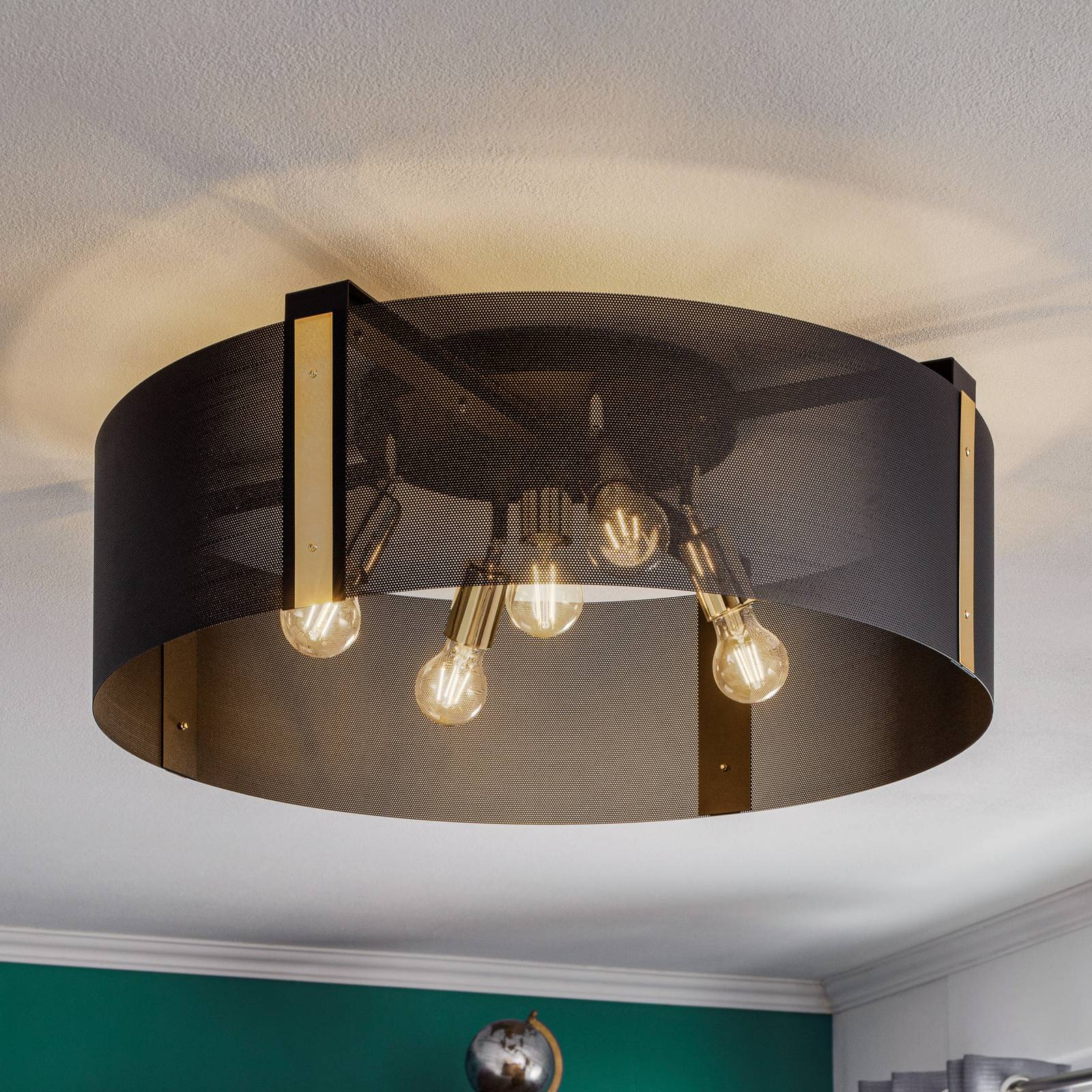 Deckenleuchte Etro, Ø 70 cm schwarz/gold von Euluna