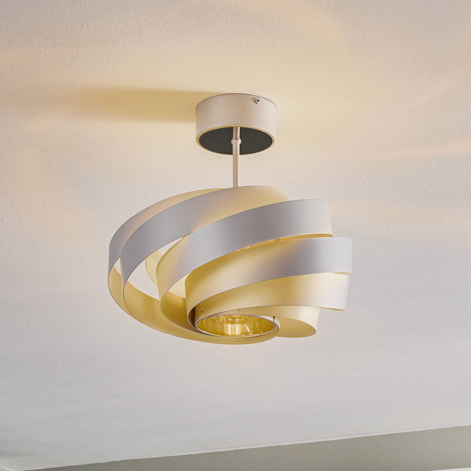 Deckenleuchte Vento, aluminiumfarben, Ø 40 cm, Metall von Euluna